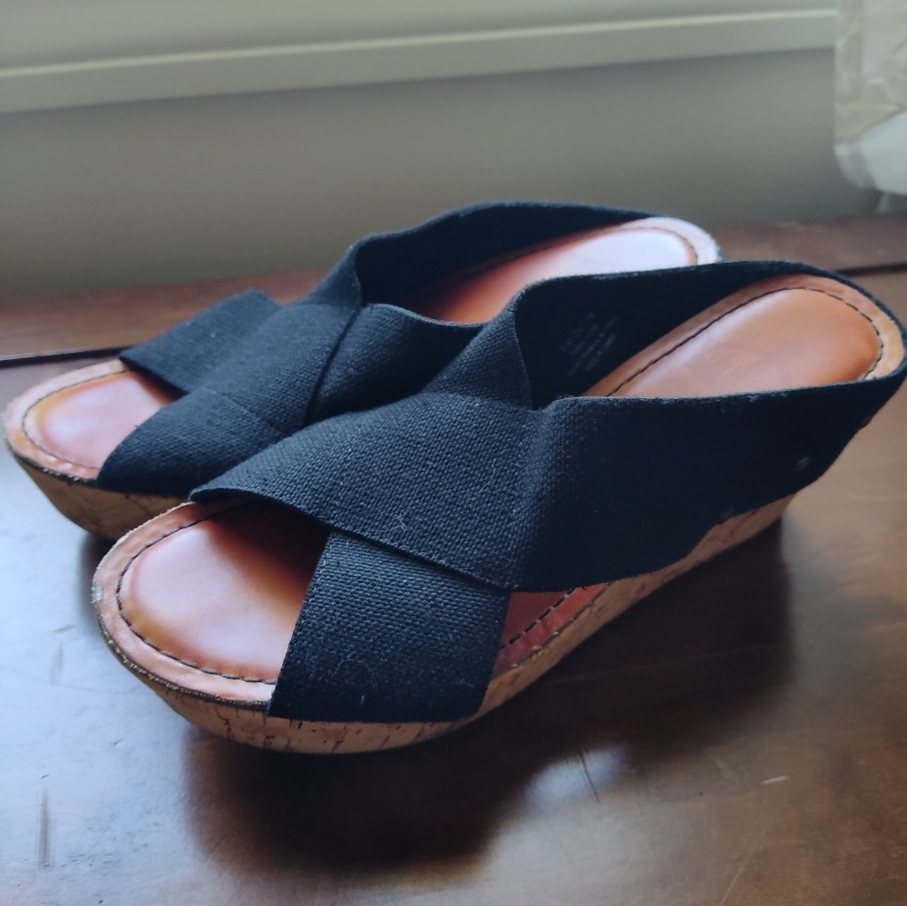 Criss cross cork heel sandals